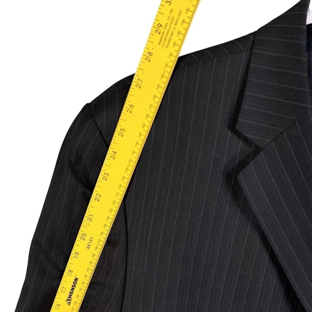 Calvin Klein Mens 44R Blue Pinstripe Wool Single Breasted Sport Coat Old Money